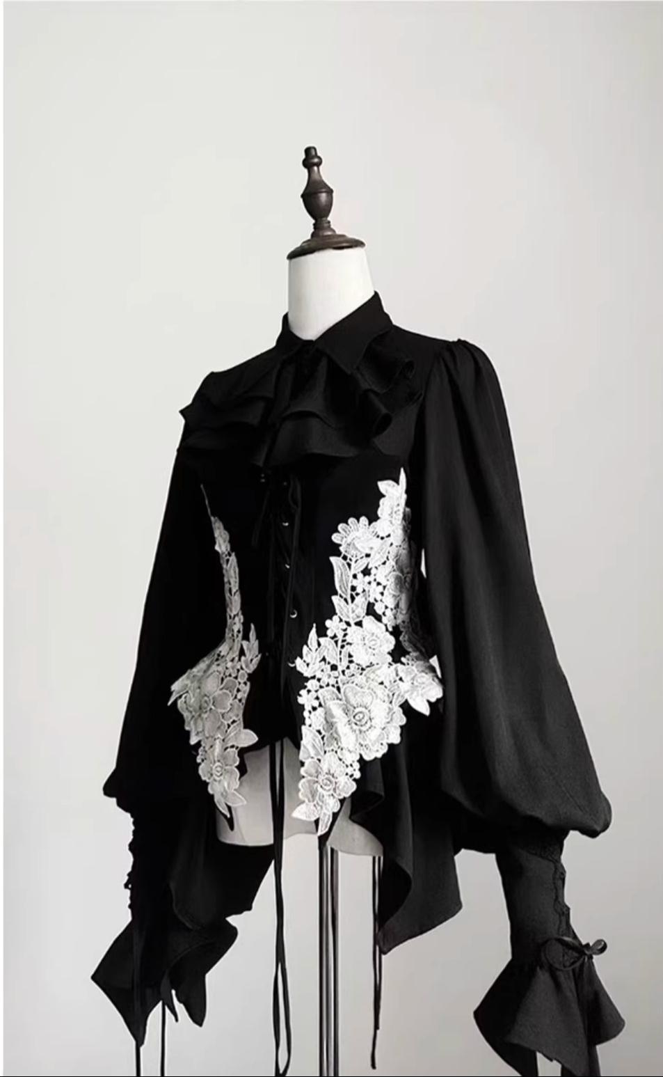 The Cage - Gothic Lolita Fishbone Bodice, Embroidered Appliqués