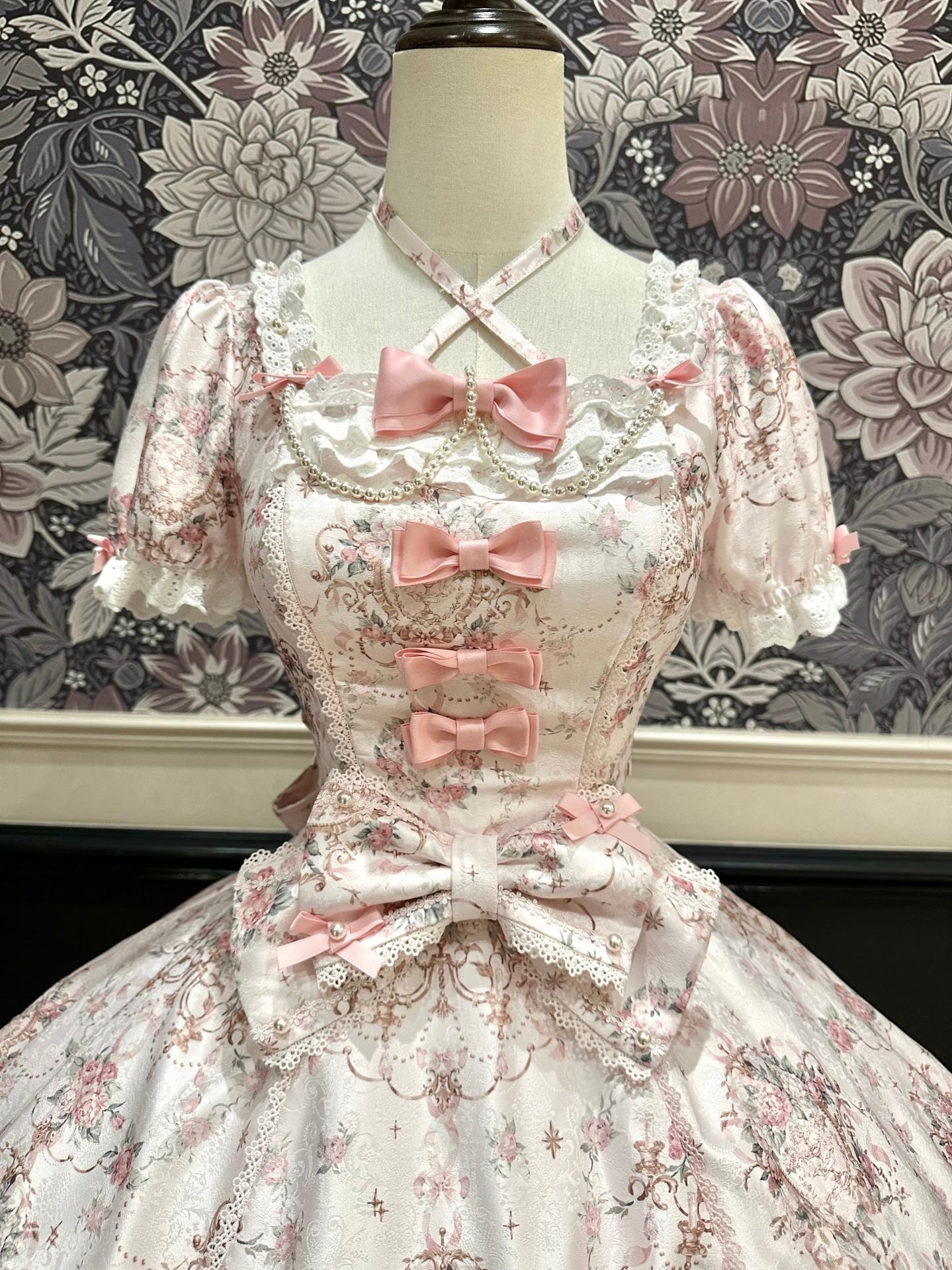 Mengfuzi - FLower in the Mirror - Old-School Lolita Bodice & SK Set, Short-Sleeved OP 44280:802299