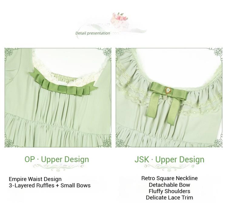 With PUJI~Blooming Rose~Chiffon Classic Lolita Dress Set Painting Styled OP & JSK 42925:758718