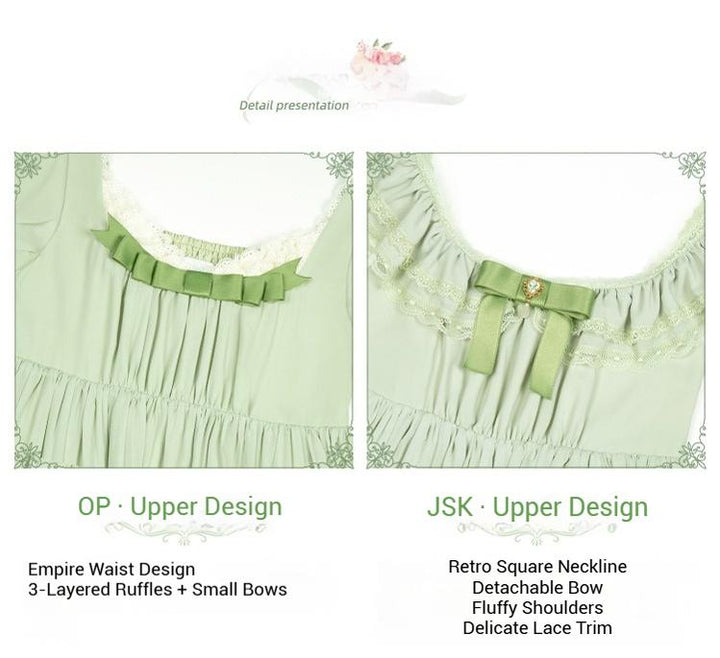 With PUJI~Blooming Rose~Chiffon Classic Lolita Dress Set Painting Styled OP & JSK 42925:758718