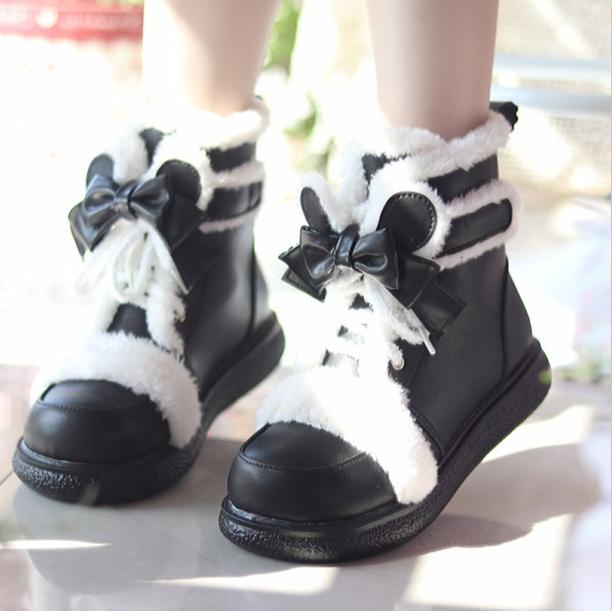 Bear Dada - Winter Kawaii Lolita Boots, Plush Accent