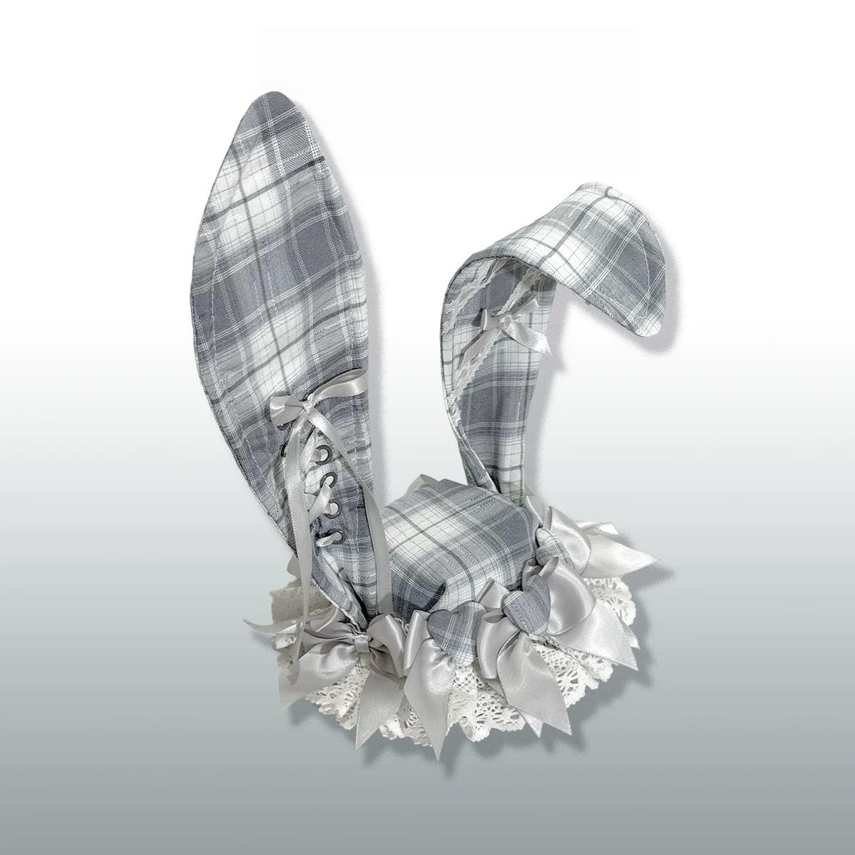 Plaid Lace Bunny - Old School Lolita Plaid OP Dress, Lace Trim 45992:871341