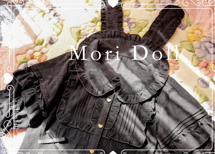 Mori Doll~Kawaii Lolita Rabbit Ears Short Sleeve Shirt Multicolors S black 