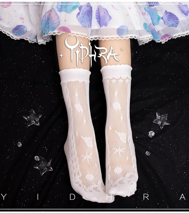 Yidhra - Lolita Ankle Socks Detachable Sock Cuffs With Bow/Pendant A Pair of Socks Only F