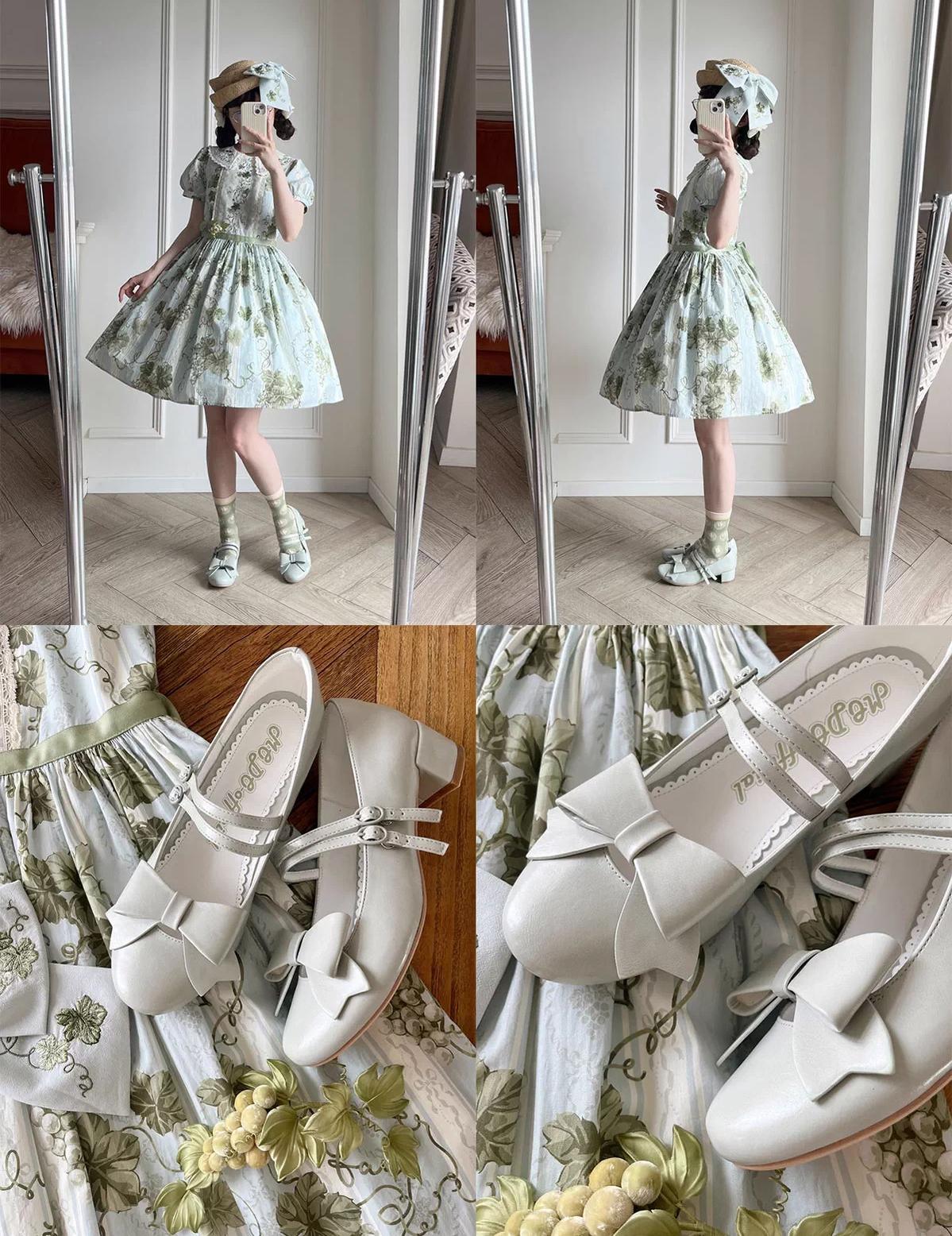 MODO - Apple Candy - Pointed Toe Lolita Shoes, Low Block Heel
