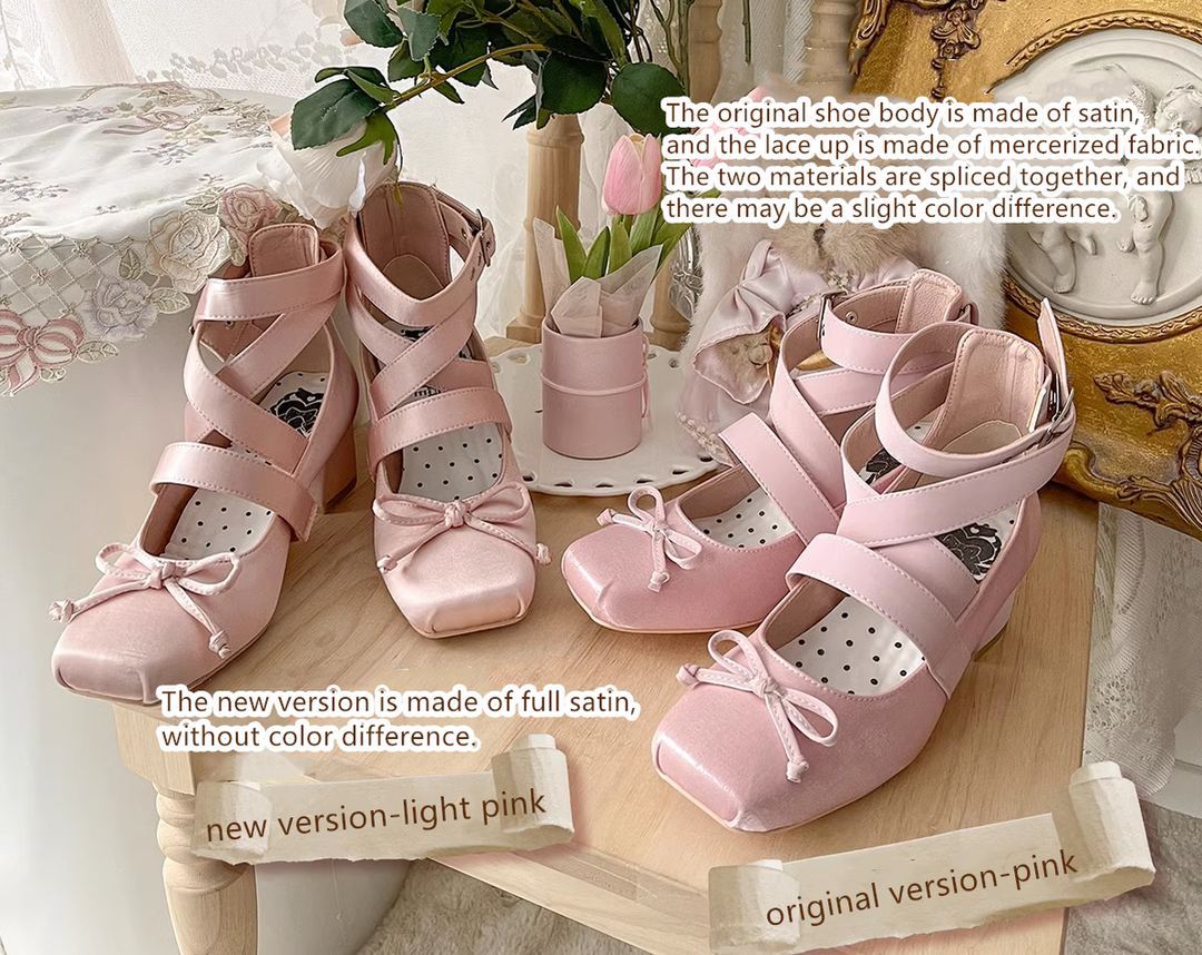 (BFM)MODO~Elegant Lolita Shoes Ballet Round-toe Mid-heel Shoes