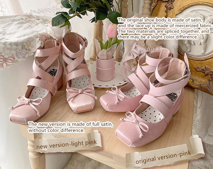 (BFM)MODO~Elegant Lolita Shoes Ballet Round-toe Mid-heel Shoes   