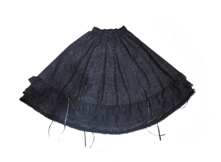 (BFM)MILU ORIG~Herbarium~Gothic Lolita Skirt Set Vest Blouse Multicolors S Black-Long Skirt 
