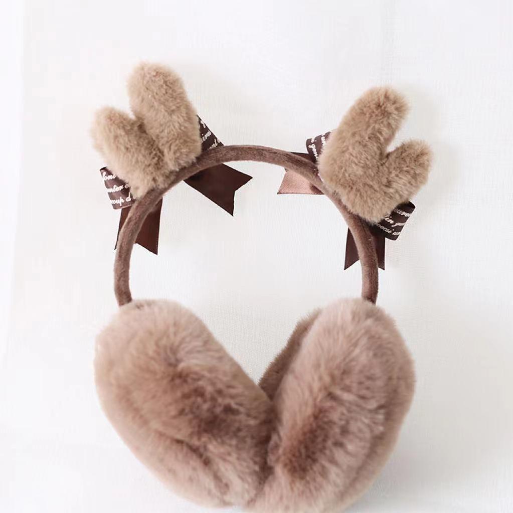 Xiaogui - Christmas Lolita Earmuffs Antlers Ear Protectors Winter Earflap