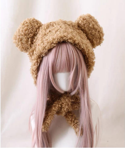 Xiaogui~Cute Lolita Teddy Bear Ears Hat Kawaii Winter Hat   