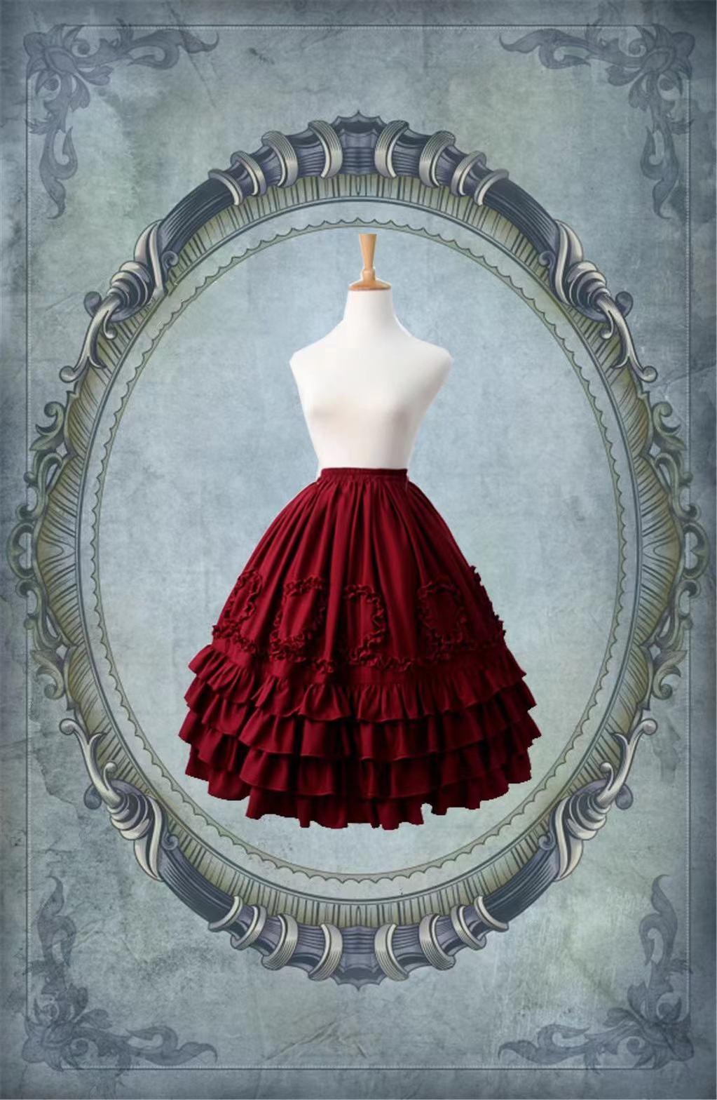 Cha Cha CCK - Court Style Lolita Skirt Retro Chiffon Petticoat M 68cm Burgundy