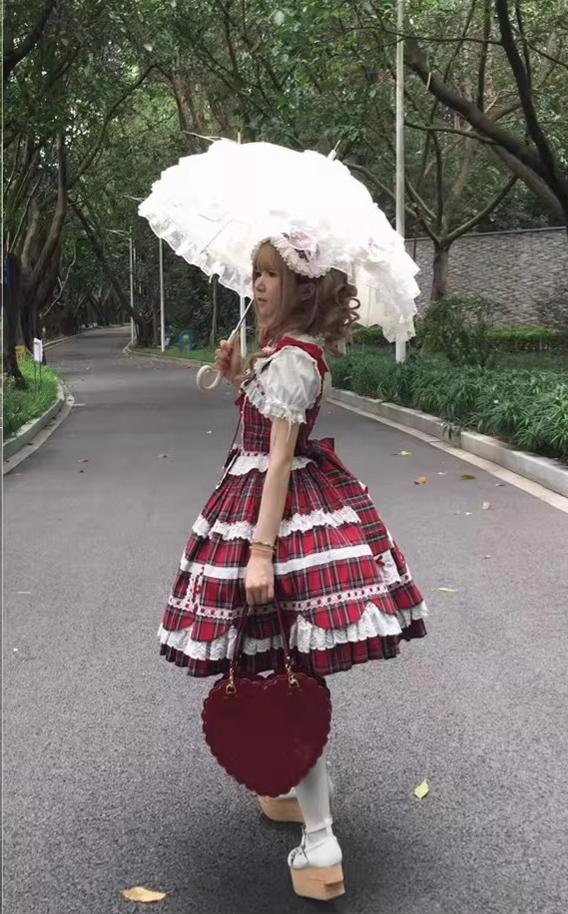 Cream Petal - Cotton Old School Lolita JSK, Layered Tiered Hem 44538:812499