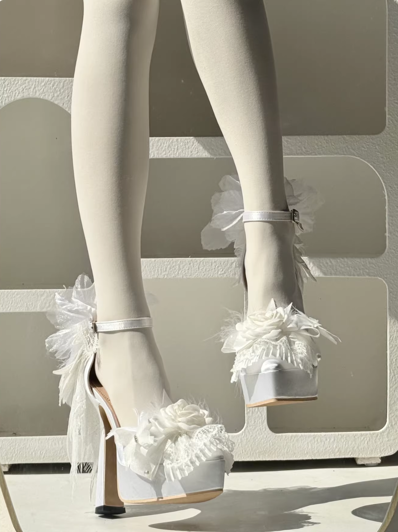 Feather Spirit - Classic Lolita Heel Shoes, Feather Decoration 44798:823036