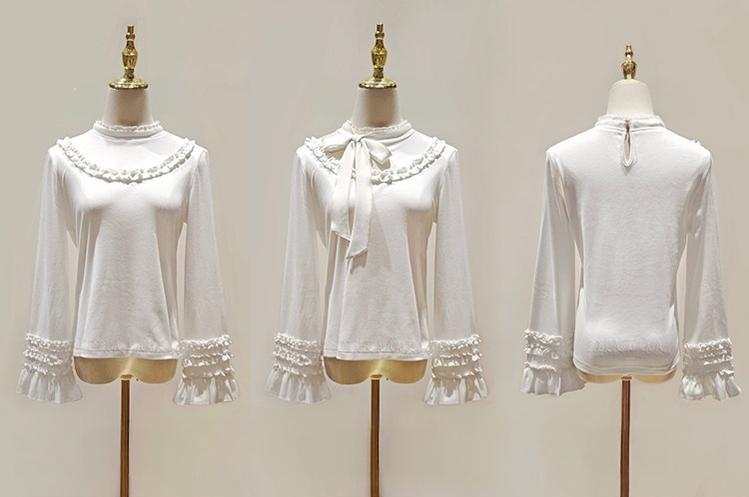 Fruit Tart - Autumn Sweet Lolita Long Sleeve Blouse, Ruffle Detail 45972:870056