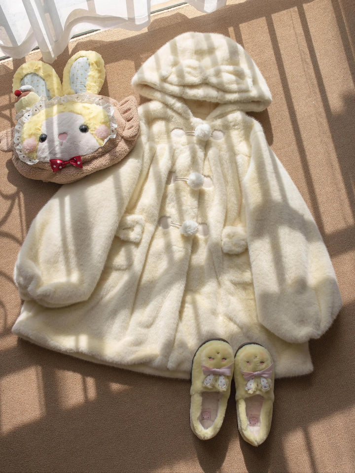 MIST~Cream Cheese~Winter Kawaii Lolita Overcoat Thickened Hooded Loose Outwear