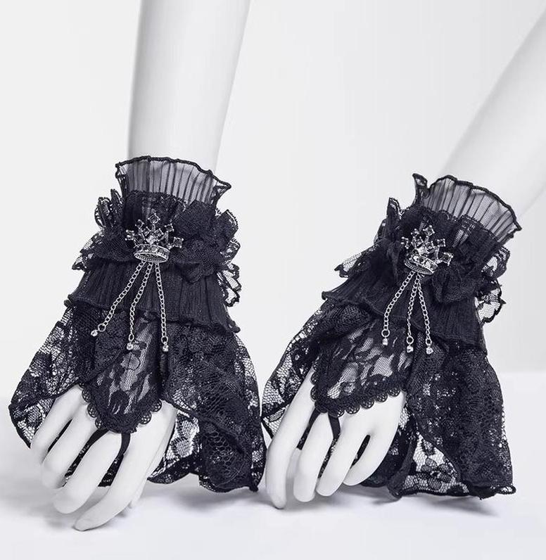 Gothic Lolita Lace Cuffs, Crown Decoration 44651:818087