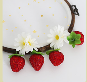 Xiaogui - Sweet Lolita Hair Pin Flower Strawberry Shaped a pair of grainy strawberry flowers hair pins