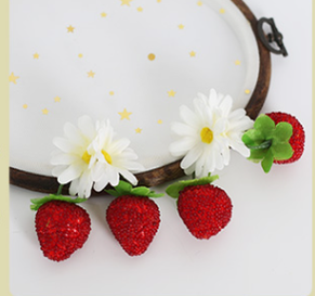 Xiaogui~Sweet Lolita Hair Pin Flower Strawberry Shaped a pair of grainy strawberry flowers hair pins  