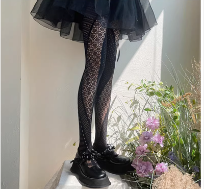 WAGUIR~Daily Lolita Y2K Lace Pattern Pantyhose   