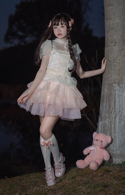 Pure Tea For Dream - Sweet Lolita Platform Pearl Bow Shoes