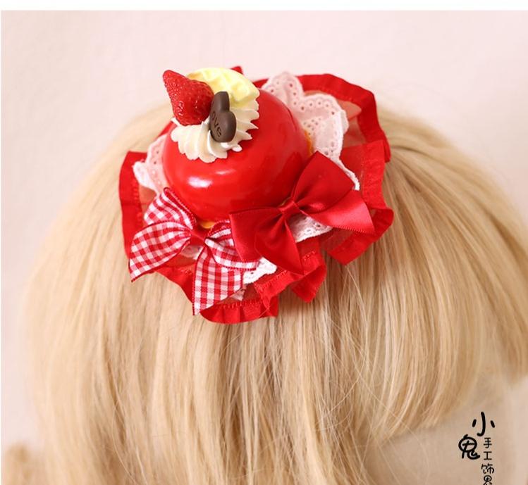 Xiaogui~Sweet Cake~Kawaii Lolita Hairpin Cake Flower Pill Headdress   