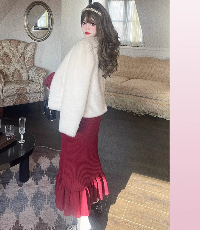 Hard Candy~Sweet Lolita Coat Knitted Dress Set Plus Size   