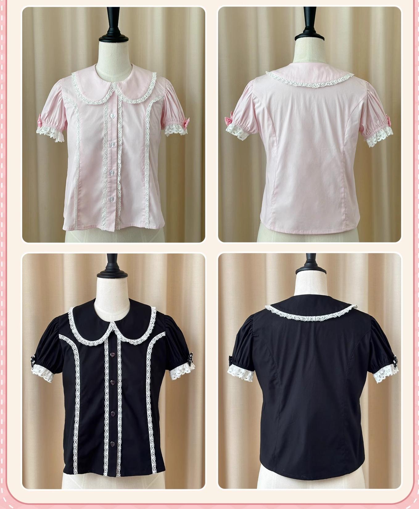 Sweet Dream Sheep - Polka Dot Tri-Hem - Cotton Sweet Lolita Salopette, Peter-pan Shirt