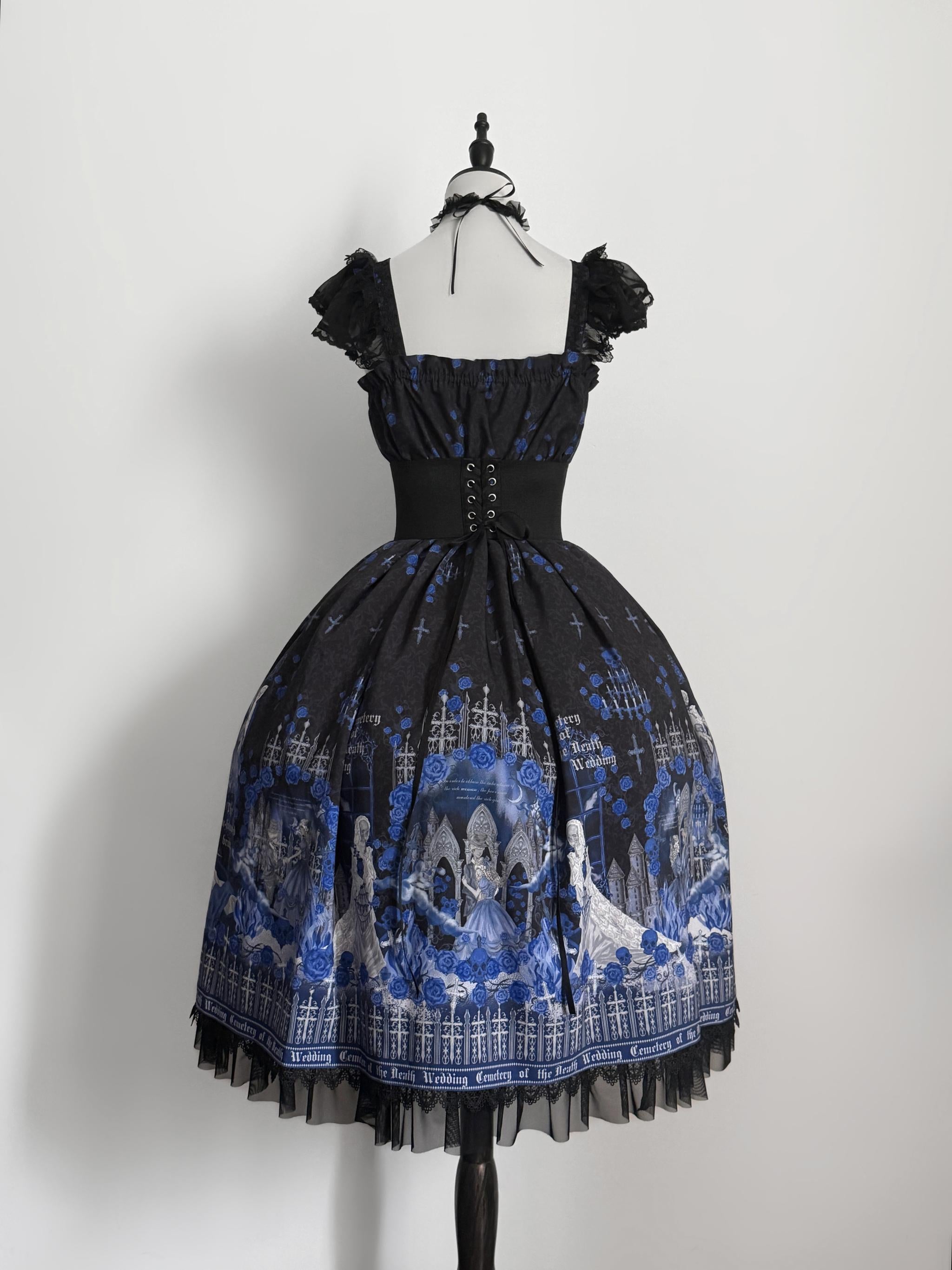 Printed Gothic Lolita JSK Dress, Corset SK Set
