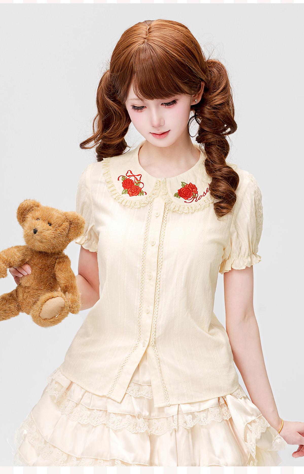 Abundant Tea Time - Kawaii Lolita Blouse, Cotton & Embroidery