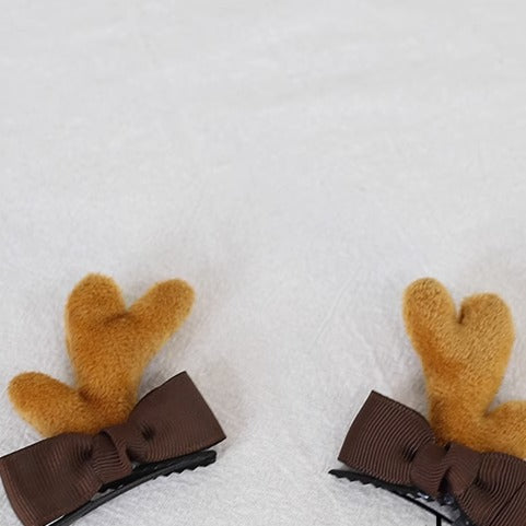 Xiaogui~Kawaii Lolita Deer Horns Hair Clips Christmas   