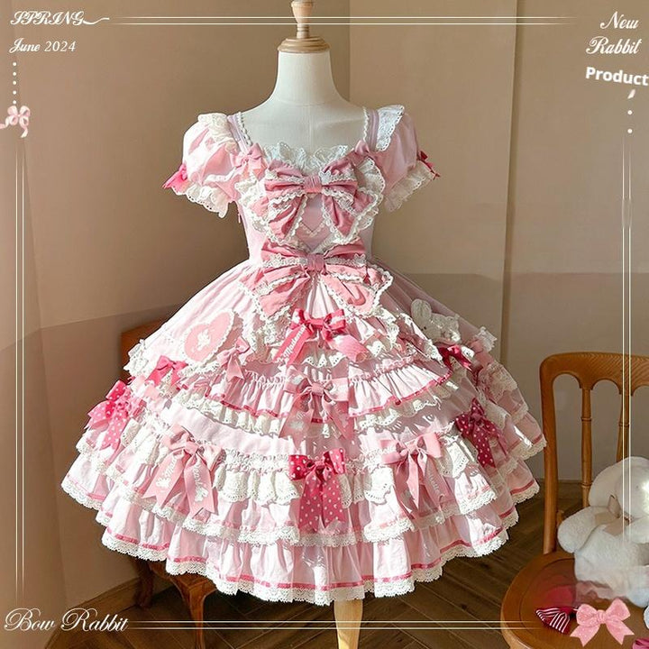 Mademoiselle Pearl~Bow Bunny~IP Collab Sweet Lolita OP Dress Bow JSK OP XS IP-Collab OP 