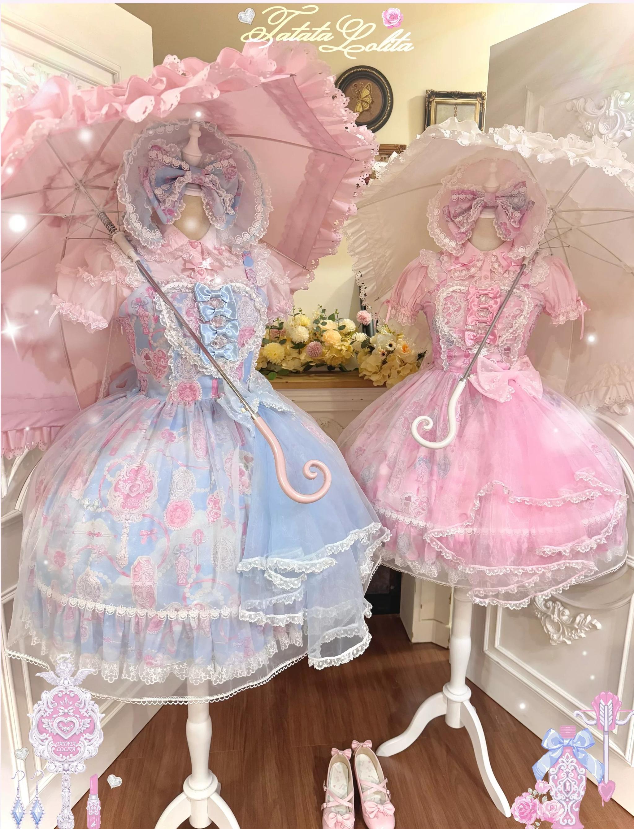 Cotton Lining Old School Lolita JSK Dress, Cosmetic Print 45924:868567