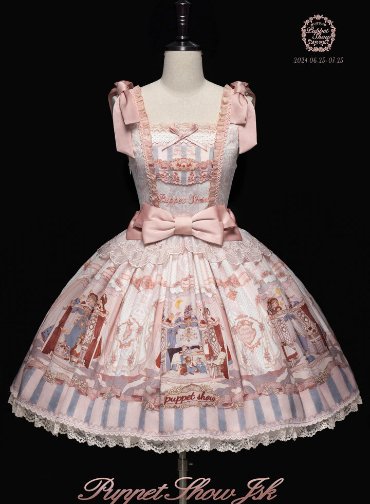 ZUOlanrichen~Puppet Show~Sweet Lolita JSK Dress Puff Sleeves Lolita Shirt S Pink JSK - short version 