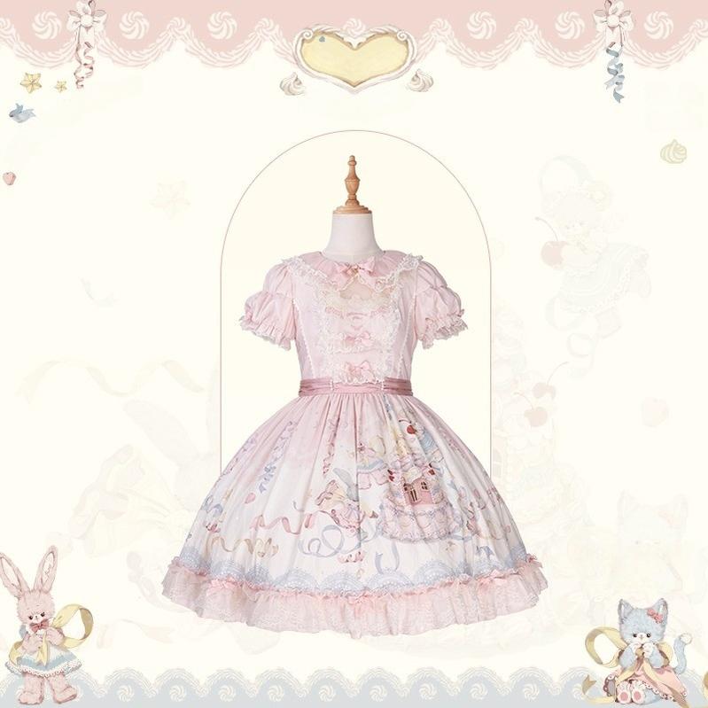 Mademoiselle Pearl~Wedding Cake~Sweet Lolita Dress Suit Printed JSK (L M S XL XS) 41400:695326