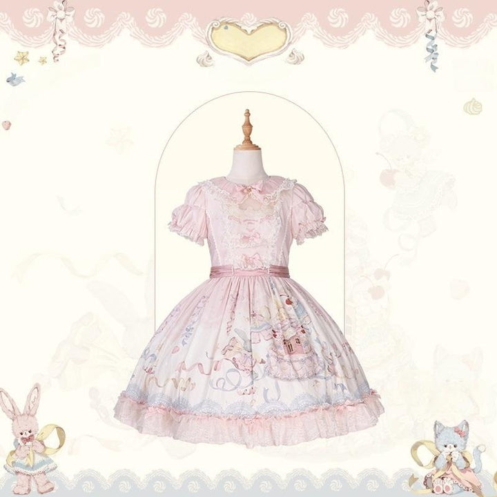 Mademoiselle Pearl~Wedding Cake~Sweet Lolita Dress Suit Printed JSK (L M S XL XS) 41400:695326