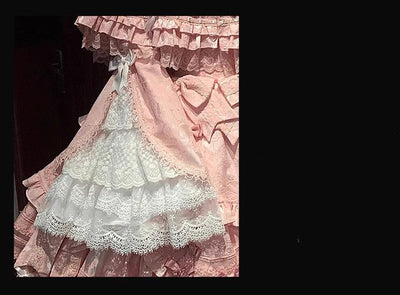 (BFM)Lost Aqua~Vintage Lolita Cape BNT XS Pink and white jacquard princess sleeves (unable to purchase it separately ) 