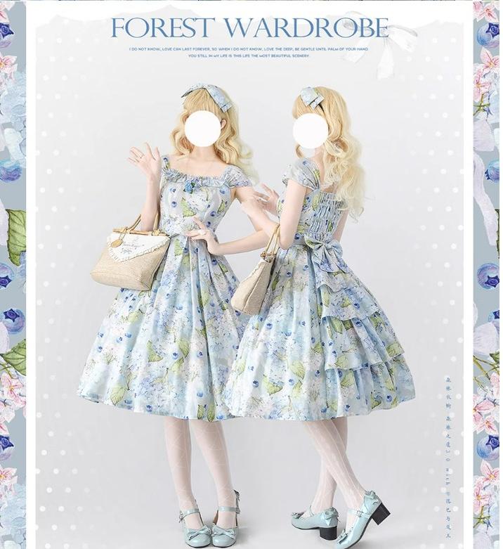 Forest Wardrobe~Forest Basket 3.0~Vintage Lolita JSK Dress Summer Thin Dress   