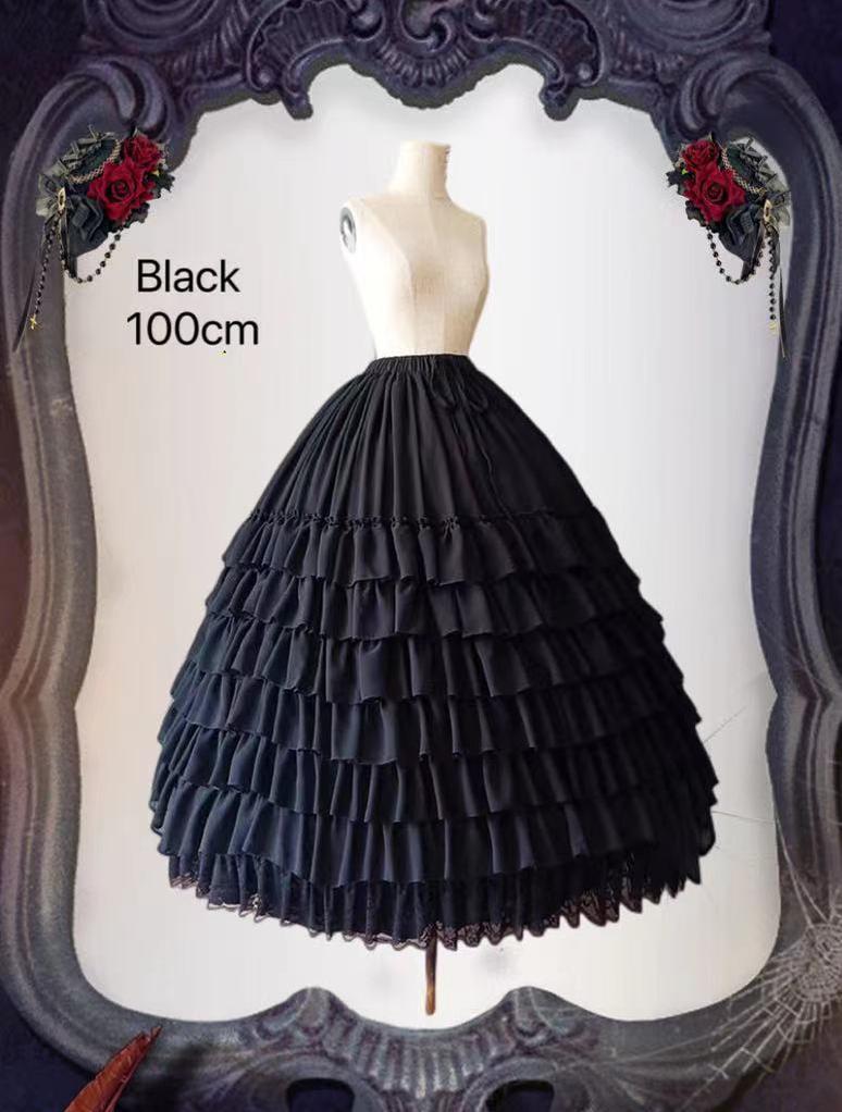 (BFM)Teddy Bear~Wedding Lolita Petticoat Princess Underwear Extended Base Skirt S-M 100CM Black 