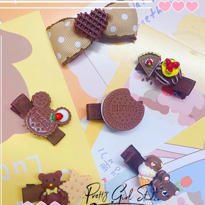 Pretty Girl Lolita~Sweet Lolita Chocolate and Bear Hair Accessories a set of six chocolate clips  