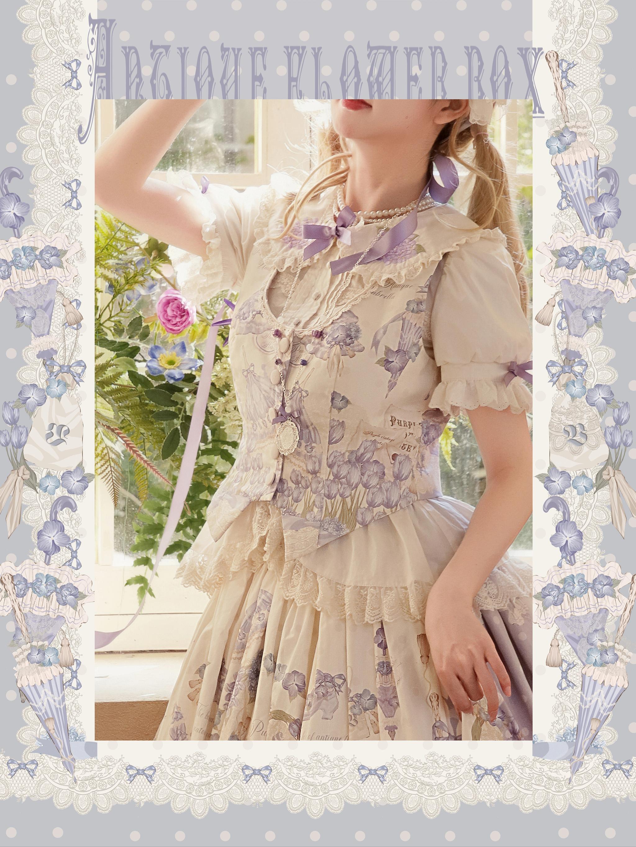 NanShengGe - Purple Memoirs - Plus Size Lolita Classic Dress Suit Floral Vest S