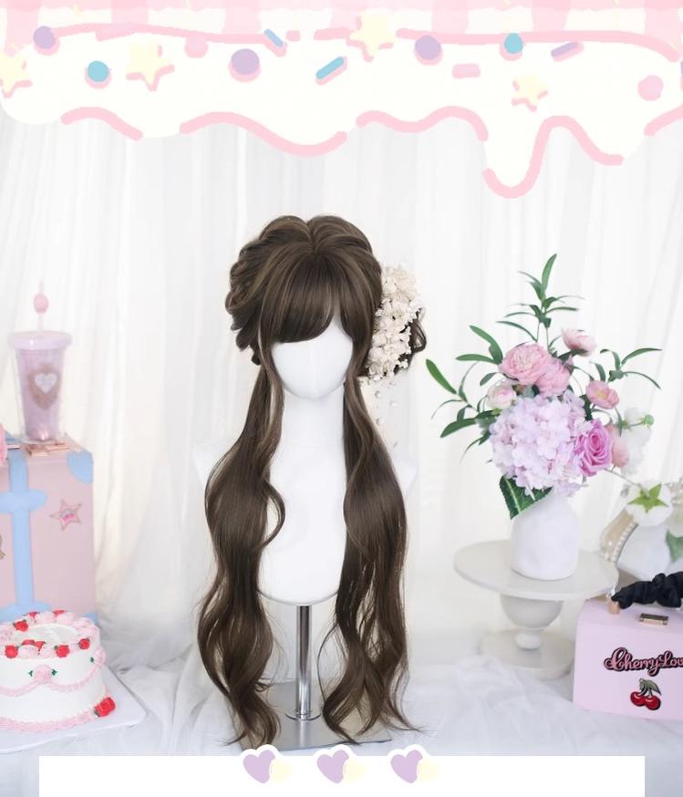 Dalao Home - Grey Brown Classic Lolita Long Wig With Natural Wavy