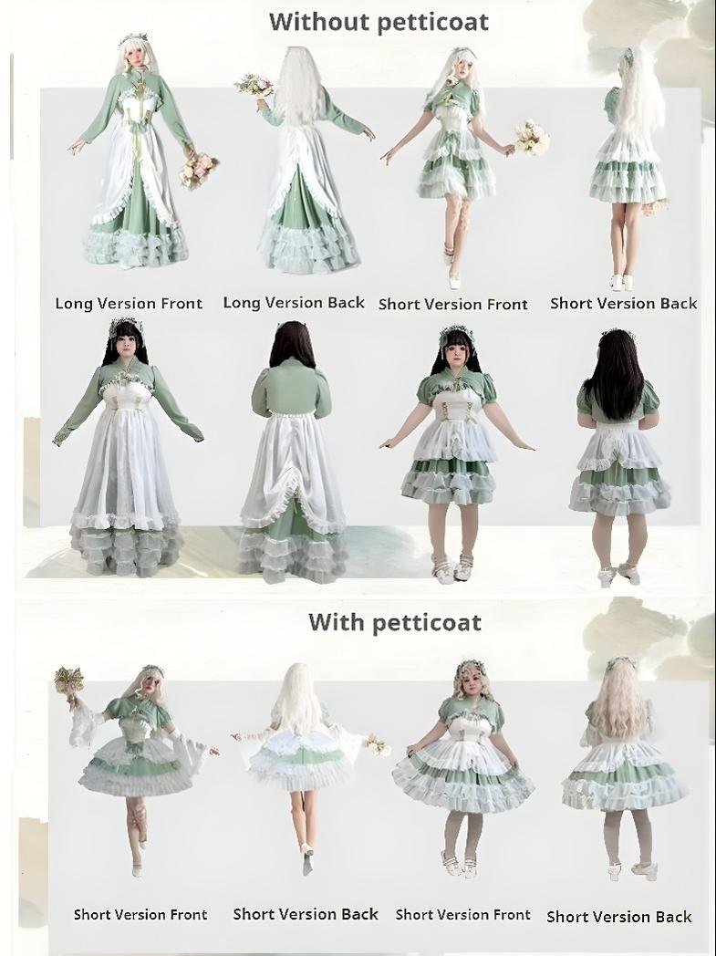 Daydream Whisper~Toting Basil~Plus Size Wedding Lolita Dress Green Bridal JSK 37156:558178