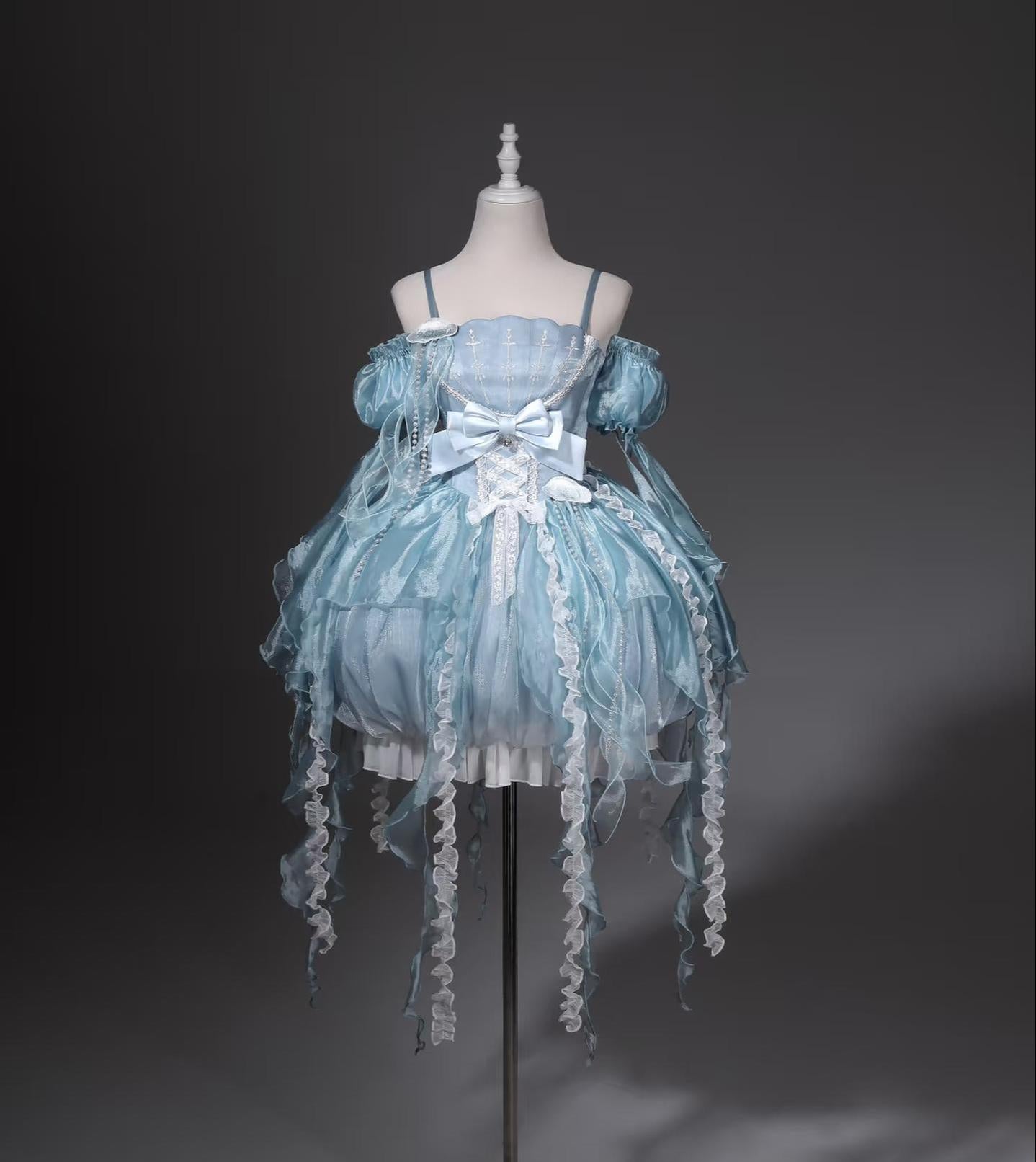 Dreaming Jellyfish - Sweet Lolita JSK Dress, Shell-shaped Neckline and Bubble Hem 45834:864453