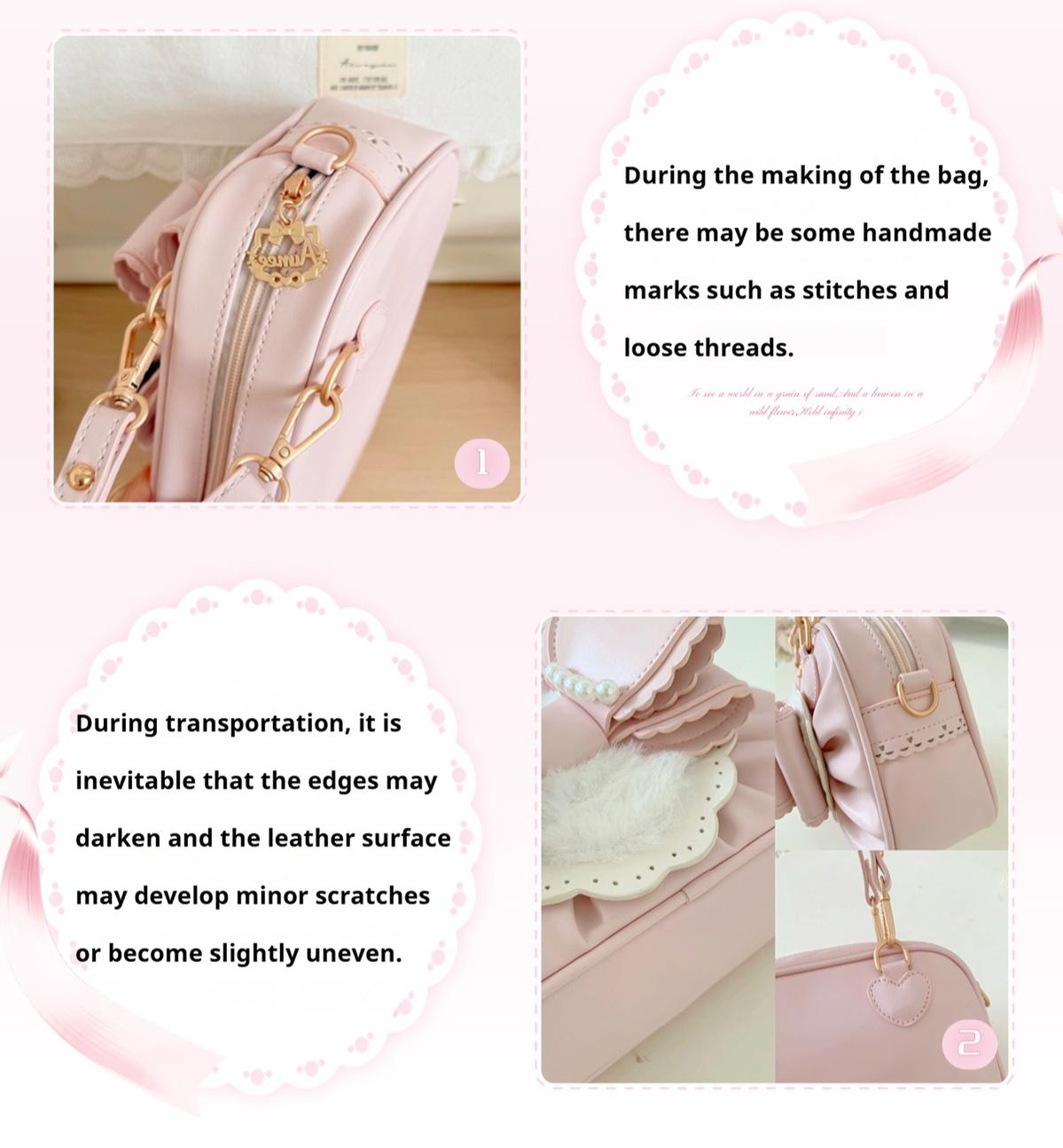Aimee - Peach Cube Box - Sweet Lolita Pink Handbag, Bow & Pearl