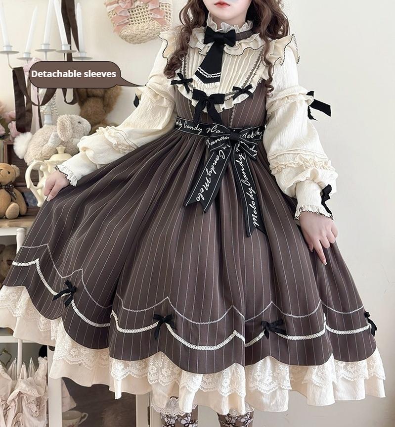 Buling Moon~Sweetheart Puppet~Retro Lolita OP Elegant Daily Lolita Dress   