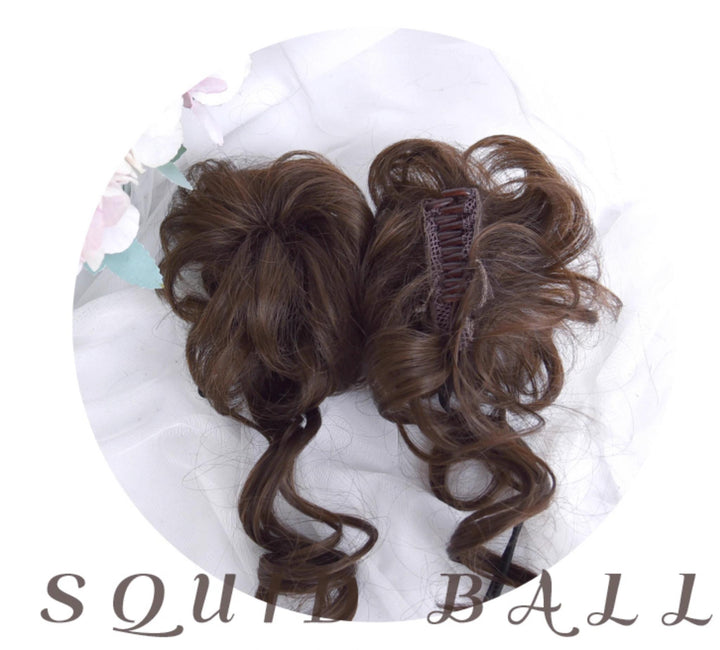 Sinwavy~Kawaii Lolita Brown Wig Cute Bun Ponytail Doll-like Wig   