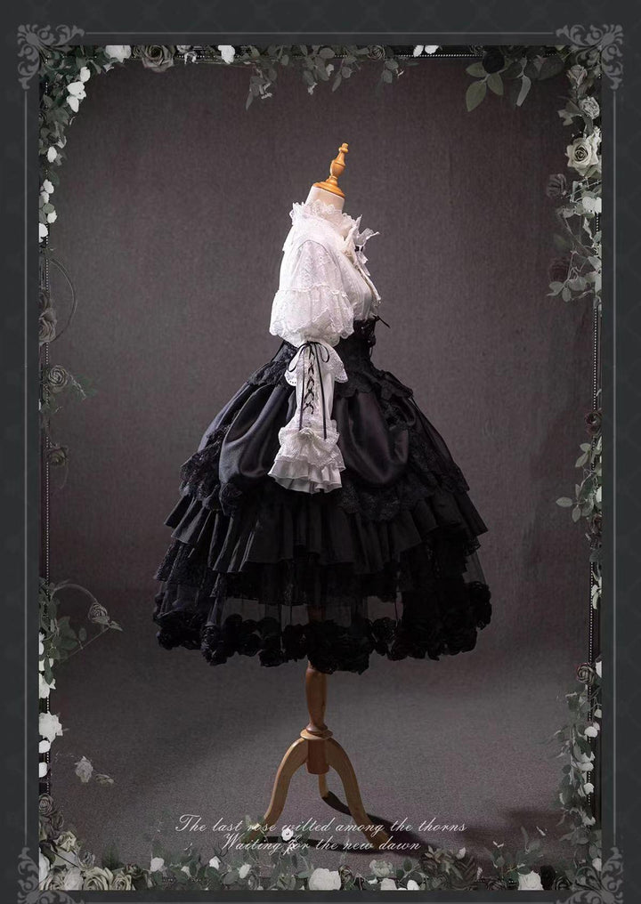 (BFM)Bramble Rose~Rose Deacon~Elegant Lolita Dress Black and White OP