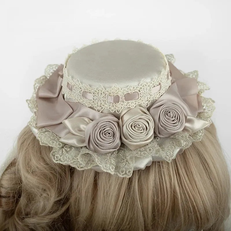 Champagne Classic Lolita Headdress and Choker, Floral Accent 45259:854872