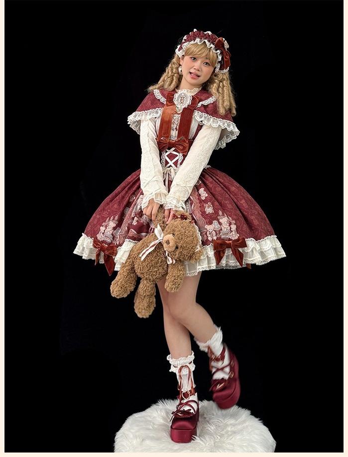 Alice Girl~Bear Castle~Sweet Lolita Dress Natural Waist JSK   