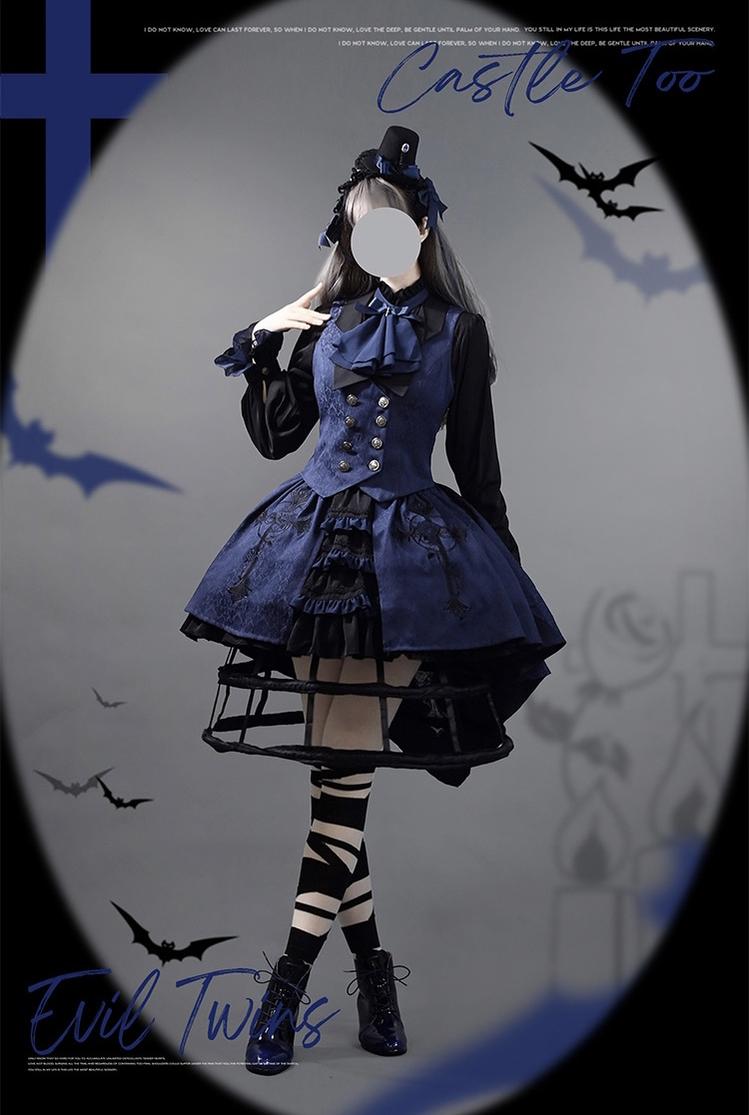 (BFM)CastleToo~Evil Twins~Ouji Lolita Dress Lolita Vest Shirt Shorts Skirt Set 32646:388762